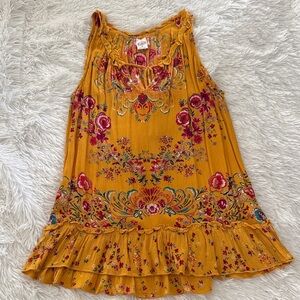 Bila Mustard Floral Sleeveless Top